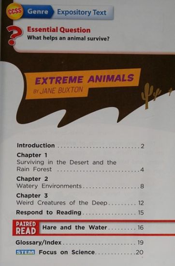 Reading Wonders Leveled Reader Extreme Animals: Approaching Unit 2 Week 4 Grade 4