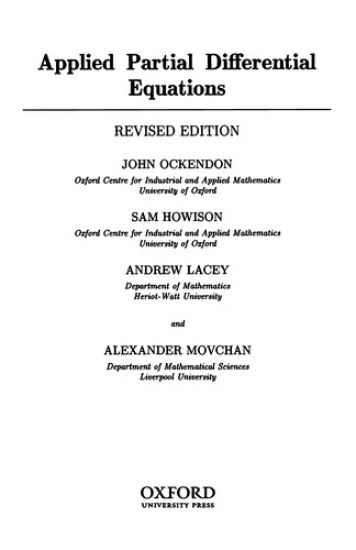 Applied Partial Differential Equations
