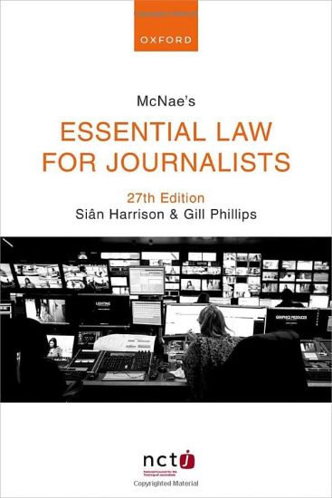 McNae's Essential Law for Journalists – Siân Harrison, kirjan kansikuva