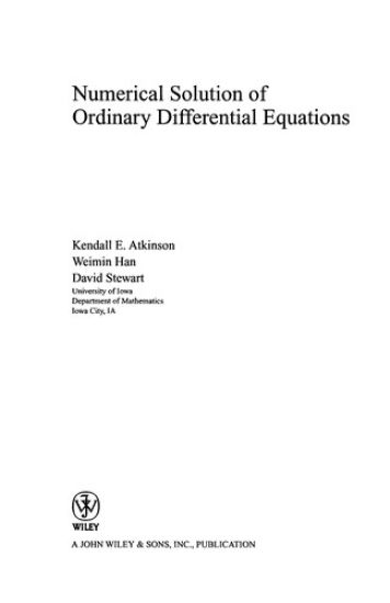 Numerical Solution of Ordinary Differential Equations