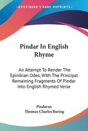 Pindar in English Rhyme