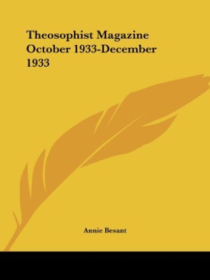 Theosophist Magazine October 1933-December 1933