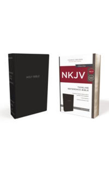NKJV, Thinline Reference Bible, Leather-Look, Black, Red Letter, Comfort Print