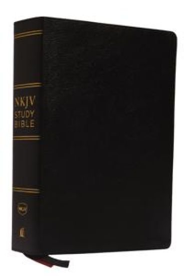 NKJV Study Bible, Premium Bonded Leather, Black, Thumb Indexed, Comfort Print