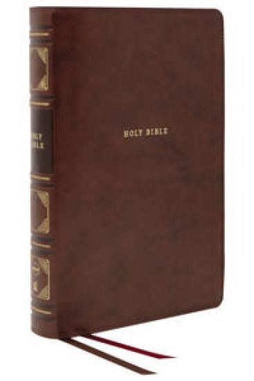 NKJV, Reference Bible, Classic Verse-by-Verse, Center-Column, Leathersoft, Brown, Red Letter, Thumb Indexed, Comfort Print