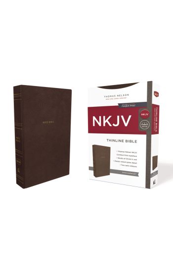 NKJV, Thinline Bible, Leathersoft, Brown, Red Letter, Comfort Print