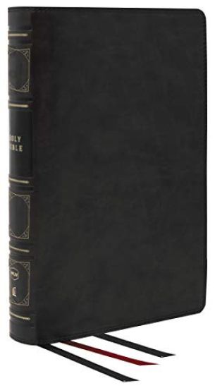 NKJV, Reference Bible, Classic Verse-by-Verse, Center-Column, Genuine Leather, Black, Red Letter, Thumb Indexed, Comfort Print