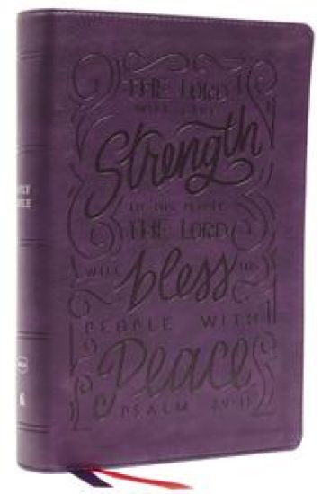 NKJV, Giant Print Center-Column Reference Bible, Verse Art Cover Collection, Leathersoft, Purple, Red Letter, Comfort Print