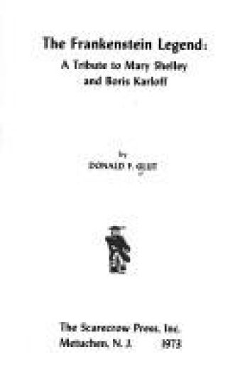 The Frankenstein Legend – Donald F. Glut, kirjan kansikuva