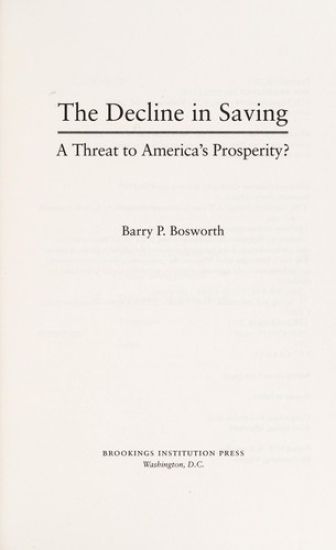 The Decline in Saving