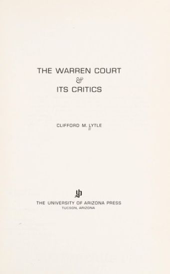 Warren Court and Its Critics