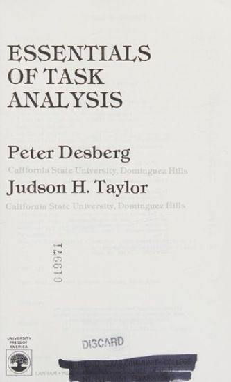Essentials of Task Analysis