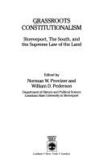 Grassroots Constitutionalism – Norman W. Provizer, kirjan kansikuva