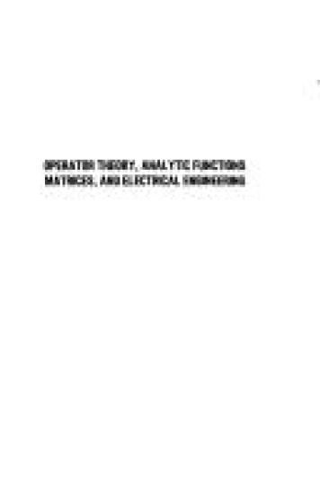 Operator Theory, Analytic Functions, Matrices and Electrical Engineering