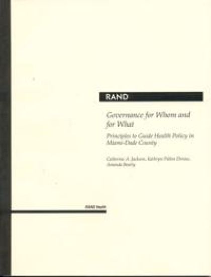 Governance for Whom and for What