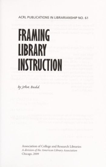 Framing Library Instruction