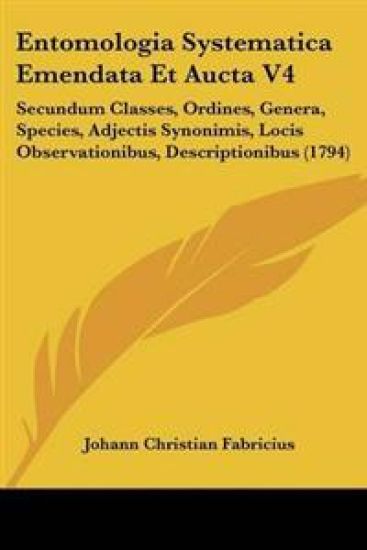 Entomologia Systematica Emendata Et Aucta V4
