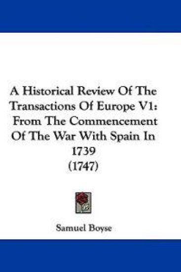 A Historical Review of the Transactions of Europe – Samuel Boyse, kirjan kansikuva