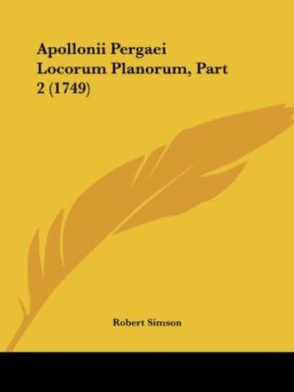 Apollonii Pergaei Locorum Planorum