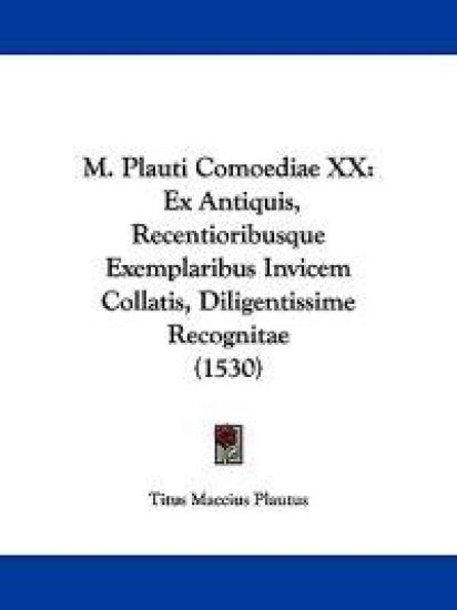 M. Plauti Comoediae XX – Titus Maccius Plautus, kirjan kansikuva