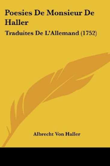 Poesies De Monsieur De Haller