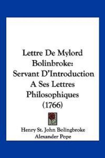 Lettre De Mylord Bolinbroke