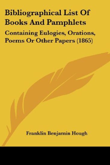 Bibliographical List of Books and Pamphlets