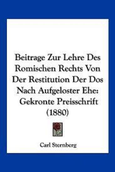 Sternberg, C: Beitrage Zur Lehre Des Romischen Rechts Von De