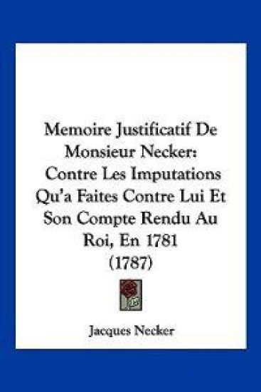 Memoire Justificatif De Monsieur Necker