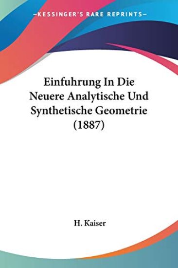 Kaiser, H: Einfuhrung In Die Neuere Analytische Und Syntheti