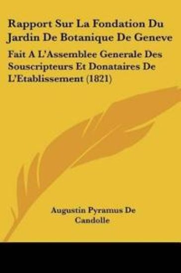 Rapport Sur La Fondation Du Jardin De Botanique De Geneve