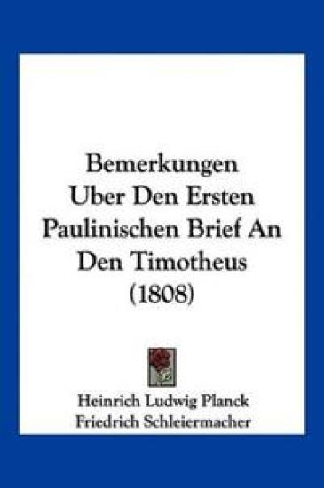 Planck, H: Bemerkungen Uber Den Ersten Paulinischen Brief An