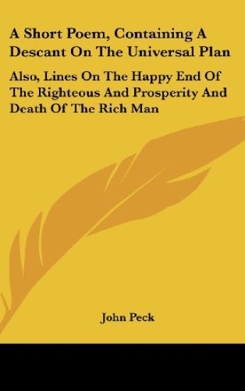 A Short Poem, Containing A Descant On The Universal Plan