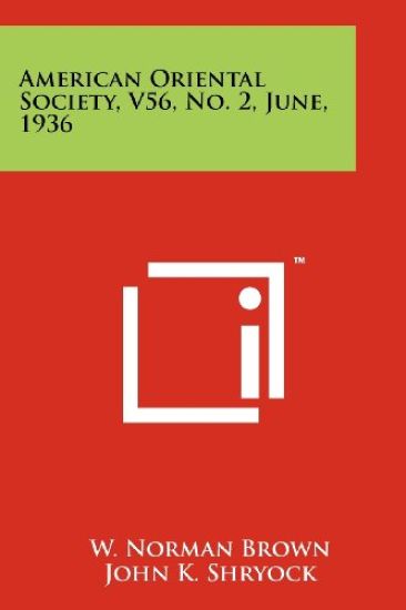 American Oriental Society, V56, No. 2, June, 1936