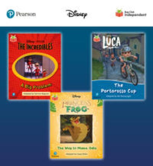 Pearson Bug Club Disney Year 1 Pack D, including decodable phonics readers for phase 5; The Incredibles: A Big Problem, Luca: The Portorosso Cup, The Princess and the Frog: The Way to Mama Odie
