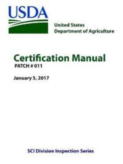 Certification Manual - PATCH # 011 (January 5, 2017) – U S Department of Agriculture, kirjan kansikuva