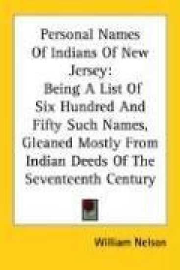 Personal Names of Indians of New Jersey: