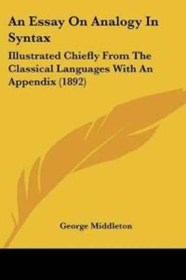 An Essay On Analogy In Syntax