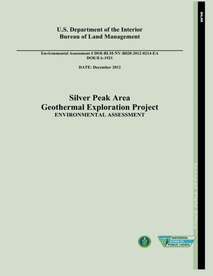 Silver Peak Area Geothermal Exploration Project Environmental Assessment (DOE/EA-1921)