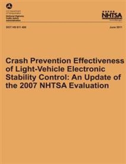 Crash Prevention Effectiveness of Light-Vehicle Electronic Stability Control: An Update of the 2007 NHTSA Evaluation