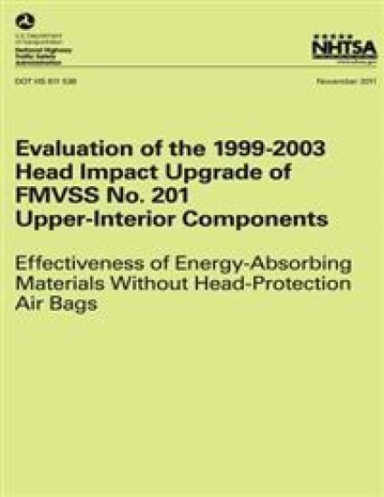 Evaluation of the 1999-2003 Head Impact Upgrade of FMVSS No. 201 ? Upper-Interior Components: Effectiveness of Energy- Absorbing Materials Without Hea