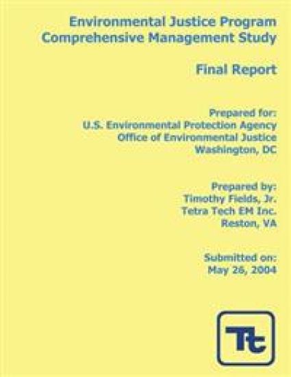 Environmental Justice Program Comprehensive Management Study: Final Report – Timothy Fields Jr, kirjan kansikuva