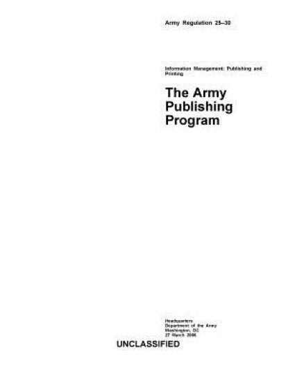 The Army Publishing Program – Department Of the Army, kirjan kansikuva