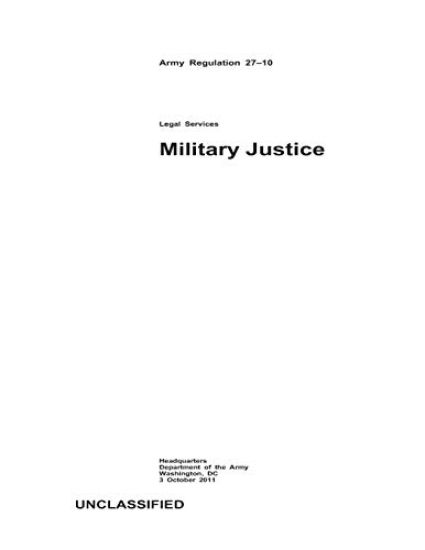 Military Justice – Department Of the Army, kirjan kansikuva