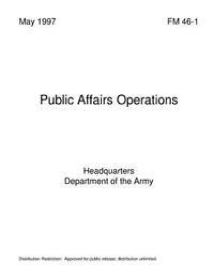 Public Affairs Operations – Department Of the Army, kirjan kansikuva