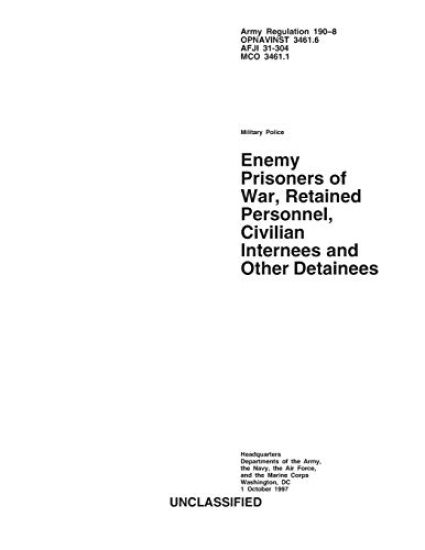 Enemy Prisoners of War, Retained Personnel, Civilian Internees and Other Detainees – Department Of the Army, kirjan kansikuva