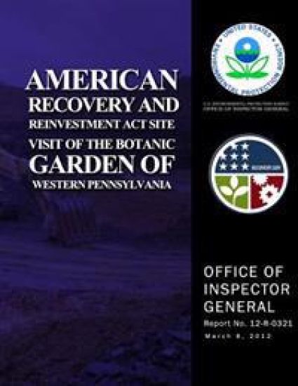 American Recovery and Reinvestment Act Site Visit of the Botanic Garden of Western Pennsylvania