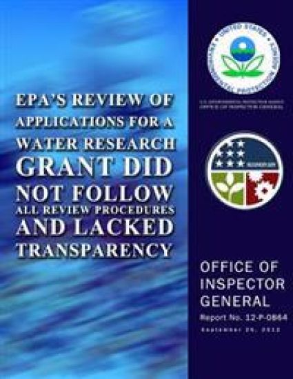 EPA's Review of Applications for a Water Research Grant Did Not Follow All Review Procedures and Lacked Transparency
