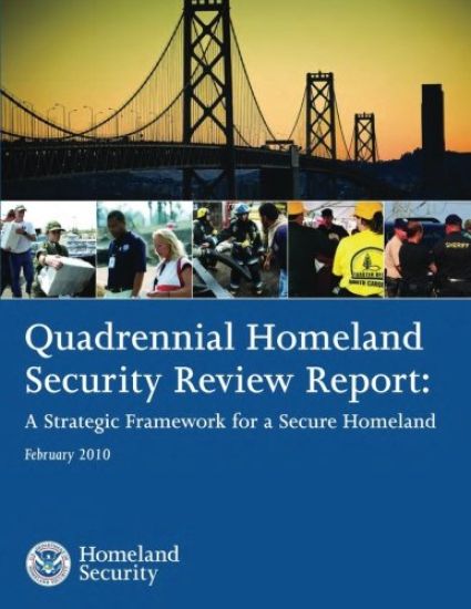Quadrennial Homeland Security Review Report: A Strategic Framework for a Secure Homeland February 2010 – U. S. Department of Homeland Security, kirjan kansikuva