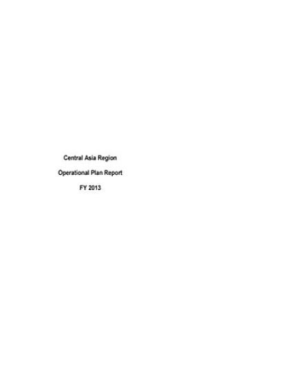 Central Asia Region Operational Plan Report FY 2013